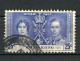 H-K  Yv. N° 139 SG N°139  (o)  25c Bleu Couronnement George VI Cote 4 Euro BE  2 Scans - Gebraucht