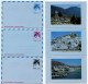 Greece 1970's 3 Different Mint Aerogrammes - 7d., 8d. 10d. Stylized Bird - Scenic Illustrations On Back - Ganzsachen