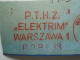 D200443  Red Meter Cut - EMA - Freistempel    Poland Polska  1971  P.T.H.Z. Elektrim  Warszawa  -Electro - Máquinas Franqueo (EMA)