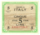 5 LIRE OCCUPAZIONE AMERICANA IN ITALIA BILINGUE FLC A-A 1943 A QFDS - 2. WK - Alliierte Besatzung