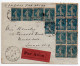 25c Bleu Semeuse Camée (n° 140) X13 Sur Lettre PAR AVION Du 1.6.1920 De Paris Pour Londres - Other & Unclassified