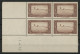 ALGERIE N° 138 Bloc De Quatre Avec Coin Daté 70 Ct Brun Rouge Halte Saharienne Neufs ** (MNH) - Unused Stamps