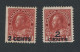 Canada Admiral Stamps: OP #139 -2/3c One Line MNG SE VF #140 -2/3c Two Lines MH - Overprinted