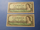 TWO 1954 $1 CHANGEOVER (BEATTIE & RASMINSKY) BC-37bi AU - Canada