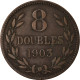 Monnaie, Guernsey, 8 Doubles, 1903, Heaton, Birmingham, TB+, Bronze, KM:7 - Guernsey