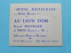 Hotel - Restaurant AU LION D'OR ( Bernard BERTRAND ) à THOU (Loiret) Tél 7 ( Zie / Voir SCANS ) CDV France ! - Visiting Cards