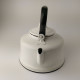 Vintage Enamel Tea Kettle Pot Metal White Black Handle 2.5 Litters Teapot #5465 - Teiere