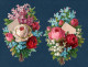 Lot De 2 Découpis Format 9 X 14 Cm. Bouquets De Fleurs Diverses, Roses, Myosotis, Muguet. - Flores