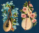 Lot De 2 Découpis Format 7 X 12 Cm. Bouquets Et Instruments De Musique. - Blumen