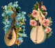 Lot De 2 Découpis Format 7 X 12 Cm. Bouquets Et Instruments De Musique. - Bloemen