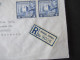 Zypern 1953 GB Kolonie By Airmail Registered Letter Nicosia Cyprus / Marken MeF / Viererblock Nach Nürnberg Mit Ank. Stp - Cipro (...-1960)