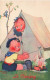 ENFANTS - Dessins D'enfants - Le Camping - Carte Postale Ancienne - Children's Drawings