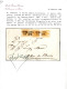 Cover 1857, Lettera Da Soresina (SD Punti 4) Del 14.4 Per Milano Affrancata Con Tre 5 C. Arancio, Cert. Enzo Diena, Sass - Lombardo-Vénétie