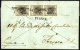 Cover 1853, Lettera Da Sabbioneta (SD Punti 6) Del 1.6 Per Ferrara Affrancata Con Coppia Verticale Più Uno Del 10 C. Ner - Lombardo-Vénétie