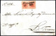 Cover 1851, Lettera Da Morbegno (SI Punti 5) Il 27.8 Per Tirano Affrancata Con Due 15 C. Rosso Vermiglio II Tipo, Uno Ca - Lombardo-Vénétie