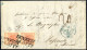 Cover 1851, Lettera Da Venezia Del 28.10 Per Modena Affrancata Con Coppia Verticale 15 C. Rosso Vermiglio II Tipo Carta  - Lombardy-Venetia