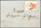 Cover 1854, Lettera Da Padova Del 26.7 Per Treviso Affrancata Con 15 C. Rosa Vermiglio III Tipo Carta A Macchina, Angolo - Lombardy-Venetia