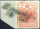 Piece Montebelluno, SI Lg. Azzurro Punti R3, Frammento Del 28.6.1850 Ventottesimo Giorno D`uso Affrancato Con 15 C. Ross - Lombardy-Venetia