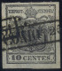 O 1850, 10 Cent. Girgio Nero, Prima Tiratura, Usato, Cert. Steiner (Sass. 2b) - Lombardije-Venetië