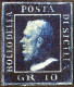 * 1859, 10 Grana Indacro, Carta Di Napoli, Pos. 12, Buoni Margini Regolari, Nuovo Con Gomma Originale, Cert. Sottoriva ( - Sicilia