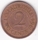 Ile Maurice , 2 Cents 1964 , Elizabeth II , En Bronze , KM# 32 - Maurice