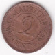 Ile Maurice , 2 Cents 1957 , Elizabeth II , En Bronze , KM# 32 - Maurice