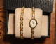 Vintage Ladies Gold Tone And Diamante SEKONDA Dress Watch And Bracelet Set - Montres Bijoux