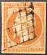 YT.13Ab Obl GRILLE ! TB, 1853 Empire Napoléon III, Non Dentelé 10c Type I Bistre-orange (better Postmark VF - 1853-1860 Napoleon III