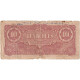 Billet, Birmanie, 10 Rupees, 1942, KM:16b, B+ - Myanmar