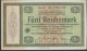 Deutsches Reich Rosenbg: 700E1 Mit Perforation ENTWERTET,Konversionskassenschein Bankfrisch 1933 5 Reichsmark (10298914 - 5 Reichsmark