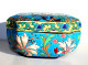 JOLIE ANCIENNE BOITE BONBONNIERE LONGWY En FAIENCE Et EMAUX CLOISONNÉS 15x15x9cm / ART DECORATIF FRANCAIS (0901.14) - Longwy (FRA)