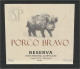 Portugal 2021 Rótulo Vinho Tinto Regional Alentejano Porco Bravo Red Wine Vin Rouge Alentejo - Red Wines