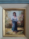 Robert CACHARD ( XXème) "Femme Au Bouquet" Portrait Miniature Huile Sur Carton - Oils