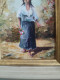 Delcampe - Robert CACHARD ( XXème) "Femme Au Bouquet" Portrait Miniature Huile Sur Carton - Oils
