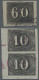 Brazil: 1849 Verticais 10r. Black Vertical Corner Pair (lower Left) Used With Pa - Oblitérés