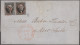 United States: 1847 'Washington' 10c Black Horizontal Pair, Used On Folded Cover - Lettres & Documents