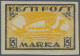 Estonia: 1919, Viking Ship, 5m. Black/yellow, Imperf. Proof On White Paper, With - Estonie