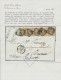 France: 1860 'Napoleon' 10c. Light Brown IMPERF STRIP OF FIVE, Used On Cover Fro - Cartas & Documentos