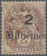 French PO In Egypt: 1921 ERROR: Two Stamps 2c. Of LEVANT Overprinted "2 Millième - Autres & Non Classés