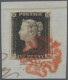 Great Britain: 1840, 1 D Black, Wide Margins, Lettered PA, Tied By Red Maltese C - Other & Unclassified