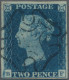 Great Britain: 1840, 2 D Deep Blue, Letered BF, Platte 2, Canncellef By Neat Bla - Gebruikt