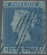 Great Britain: 1841 2d. Blue, Lettered B-J, Used And Cancelled By BLUE Numeral " - Other & Unclassified