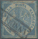 Italian States - Naples: 1860, ½ Tornese Blue "Trinacria", Repaired, Signed And - Naples