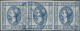 Italian PO In Turkey: 1863 15 C. Blue, Imperforate Strip Of Three With Large Mar - Emissions Générales