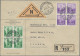 Liechtenstein: 1934,17.12., 5 U. 10 Rp. Freimarken In 4er-Blocks Auf R-NN-Brief - Lettres & Documents