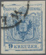 Österreich: 1850,1854, 5 Kr, Lebhaftblau, Maschinenpapier, Type III B Mit Ausser - Usados