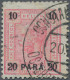 Österreichische Post In Der Levante: 1901, 20 Pa. Auf 10 H. Mit Lackstreifen, Ob - Levant Autrichien