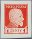 Poland: 1924, 1zl. President Wojciechowski, Imperforate Proof In Red On Gummed C - Sonstige & Ohne Zuordnung