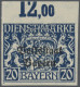 Bayern - Dienstmarken: 1919, Wappen "Volksstaat Bayern" 20 Pfg. Dunkelblau, Farb - Sonstige & Ohne Zuordnung