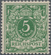 Deutsches Reich - Krone / Adler: 1889, 5 Pf Krone/Adler Gelblichgrün, Postfrisch - Neufs